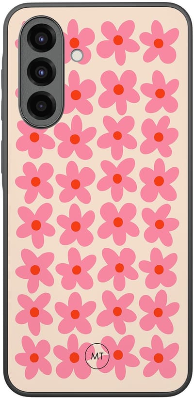 Hoesje geschikt voor Samsung Galaxy A36 - Retro Blooms - TPU Hard Case Backcover - Roze - Mooie Telefoonhoesjes