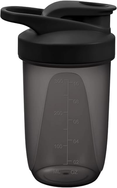 Premium Protein Shaker Wave Shaker voor het mixen van diverse ingrediënten, homogene shakerfles voor eiwitshakes, gemakkelijk schoon te maken, duurzaam en veilig, 300 ml,zwart