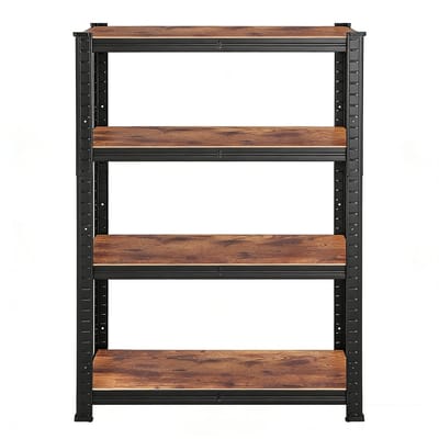 Opbergrek, industriële stijl, 40×80×160 cm, vintage bruin-zwart, verstelbare planken, draagvermogen 520 kg (130 kg per plank), splitsbaar in twee delen, anti-kantel, multifunctioneel voor woonkamer, keuken, garage en thuisgebruik.