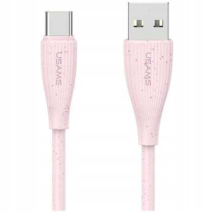 USAMS Green Series - USB-A naar USB-C Kabel - 18W - 3A - 1m - Roze
