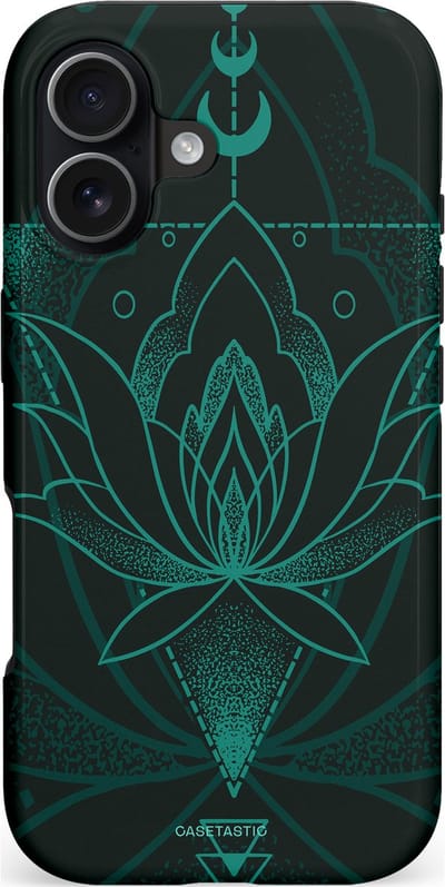 Casetastic hoesje geschikt voor Apple iPhone 17 - MagSafe - Dubbellaagse bescherming - Lotus Zen - Fashion Case - Zwart Petrol