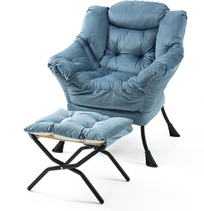 Lazy Chair - Relaxstoel met Voetenbank - Metaal en PP Katoen - Woonkamer en Slaapkamer - 75x80x85 cm