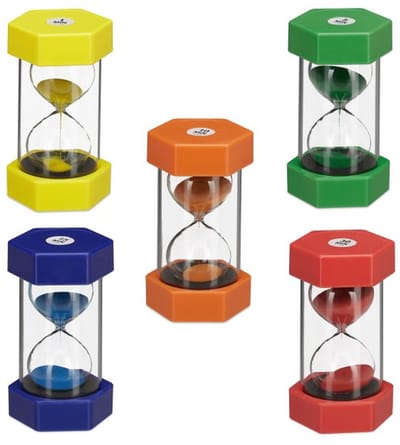 Doodadeals® Zandloperset – 5 stuks – XXL Uurglazen – Timer 1/5/10/15/30 min – Multikleur