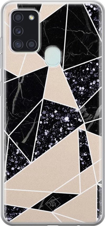 Casimoda® hoesje - Geschikt voor Samsung A21s - Abstract Painted - Backcover - Siliconen/TPU - Bruin/beige