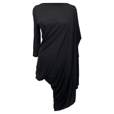 Rick Owens mini-jurk met lange mouwen en draperie in zwarte viscose