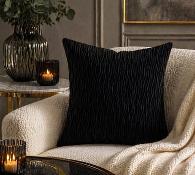 Velvet Ripple Elegance Collection Kussenhoes - Zwart - 45x45 cm