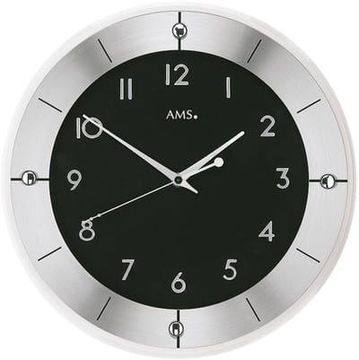 AMS radiocontrol - Klok - Rond - Aluminium/Glas - Ø31 cm - Zwart