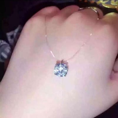 Mode Transparent Invisible Ligne de Pêche Zircon Pendentif Collier Femmes Nouveaux Bijoux Bijoux Elegannt Tout Assorti gray