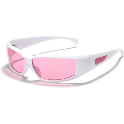 Y2K Roze Zonnebril Dames Rood Uitgesneden Toekomstgericht Technologisch Gevoel Meisjes Net Beroemdheid Zonnebril Trendy Mannen Brillen pink