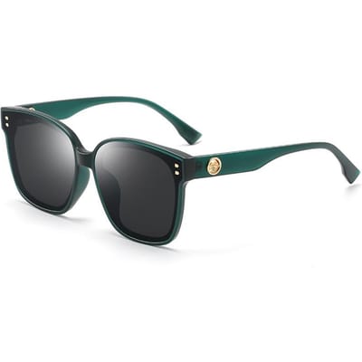 Modieuze Zonnebril voor Dames, Vierkant Groot Montuur, Rijstnagels, Metalen Decoratieve Bril, Internet Beroemdheid Zelfde Stijl Nylon Lens Zonnebril UV400
