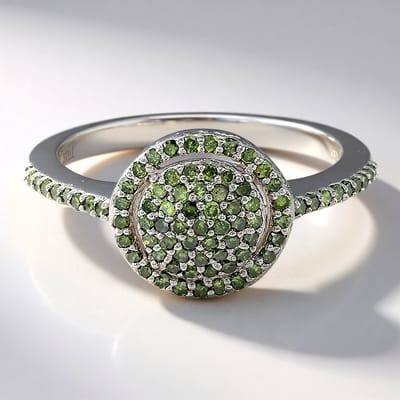 Cavill - Elegante Ring 925 Sterling Zilver met 0,54 ct Pave Fancy Ronde Diamanten - Platina Plating - Luxe Dames Sieraad