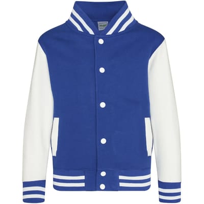 Just Hoods - Varsity Kinder Hoodie - Royal Blue/White maat 9/11 (L)