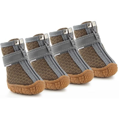 Hondenschoenen voor kleine honden, ademende hondenschoentjes met reflecterende strepen, pootbeschermer voor puppy's. 3# koffie