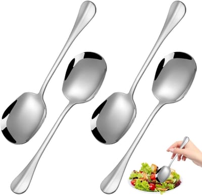 Set van 4 Roestvrij Stalen Opscheplepels van 20,5 cm - Ideaal voor Buffet, Bijgerechten en Serveerbestek