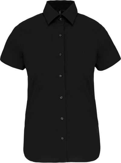 Kariban Dames stretch blouse korte mouwen K532 - Black - L