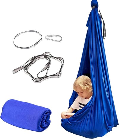 Zintuiglijke Schommel - Hangmat Speelgoed - Kinderspel - Elastisch Nylon Materiaal - 100x280 cm - Blauw