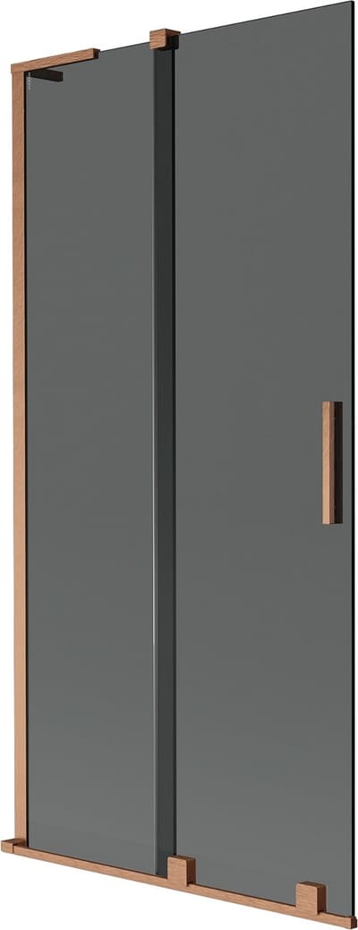 Mexen Velar L badwandpaneel 2-delig schuifbaar 90 x 150 , grafiet, geborsteld koper - 896-090-003-41-65
