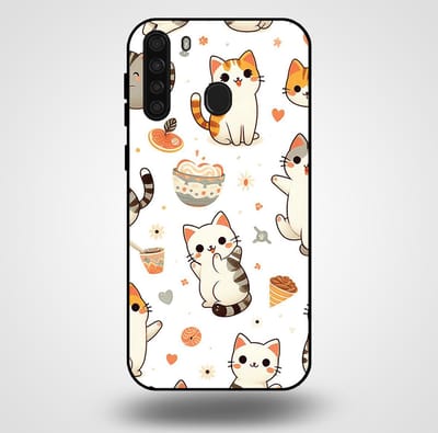 Smartphonica Telefoonhoesje voor Samsung Galaxy A21 met katten opdruk - TPU backcover case katten design geschikt voor Samsung Galaxy A21