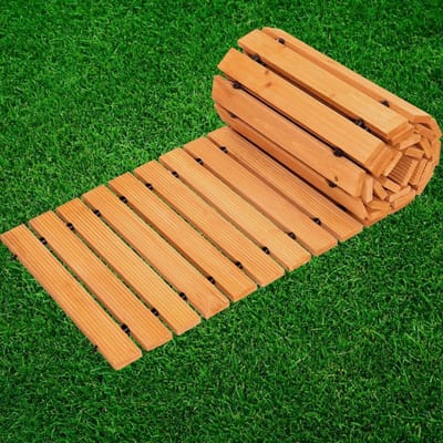 Houten Tuinpad - Houten Looptpad - Buitenpad Aanleggen - Antislip Ontwerp - 30 m uitrolbaar - Houtkleur