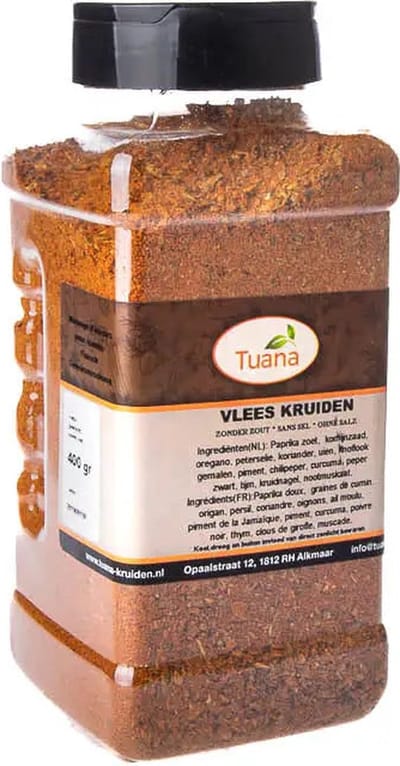 Tuana Kruiden - Vlees Kruiden Zonder Zout - Strooibus 400 Gram - GP-V-0006