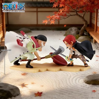 1 pièce Officiellement Figurine de Combat One Piece Barbe Blanche vs Shanks - Ornement Décoratif de Collection Cadeau de Haute Qualité pour Anniversaires et Fêtes brown