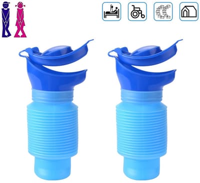 2 stuks - Nood Unisex Toilet - Emergency WC - Herbruikbare Nood Toilet - 750ml - Plastuitje - Camping WC - Blauw - Plastuitjes voor mannen en vrouwen - Plaskoker - Urinaal