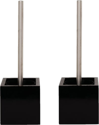 MSV Toiletborstel - MDF hout houder/rvs wc-borstel - 2x - zwart - 37 cm
