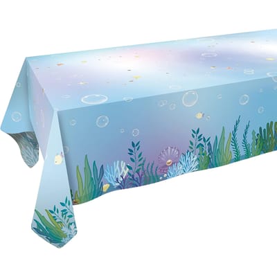 Nappes Rectangulaires Thème Sous-Marin Couvre-Tables Petite Sirène pour Décoration de Fête d'Anniversaire Mariage Piscine Plage Océan Enfants 90x140cm