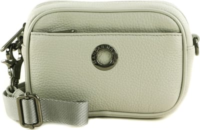 MANDARINA DUCK Leren Schoudertas Gordeltas Mellow Leather Camera Bag Pearl Grijs