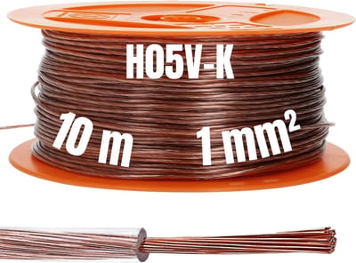 Kalitec 10 meter H05V-K (X05V-K) 1 mm² transparante bedradingskabel I-aderige kabel flexibel PVC enkele ader I meeraderig 1mm2 I bedrading fijnaderige enkele kabel I schakeldraad massief