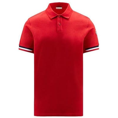 Moncler FW22 Korte Mouw Polo met Gestreepte Boord Heren tops H10918A00023899P0455 L red