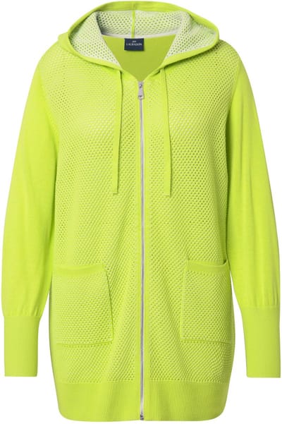 Laurasøn - Dames - Vest met rits capuchon lange mouw - Limoengroen - Maat 44+