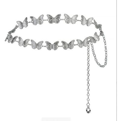 Accessoire de chaîne de taille en métal papillon, chaîne de ceinture de taille, ceinture de taille tendance polyvalente pour femme gray