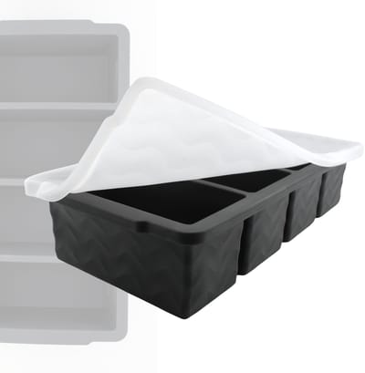 DeCor Food Cubes – Siliconen Diepvriesbakjes met Deksel – 4x 250 ml – Donkergrijs – Verstevigde Rand – Meal Prep & Vriezer