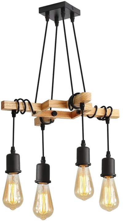 Hanglamp - Plafondland - Hanglampen Eetkamer - Hangende Kroonluchter - Hout - Woonkamer - Industriële Stijl