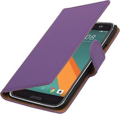 Paars Effen booktype wallet cover hoesje voor HTC 10