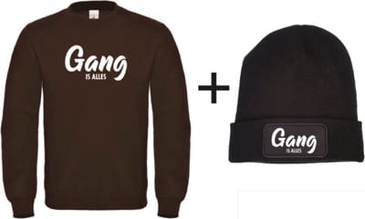 Gang is alles set wintersport sweater zwart XL + muts - wit - soBAD. | Foute apres ski outfit | kleding | verkleedkleren | wintersport beanie | wintersporttruien | wintersport dames en heren