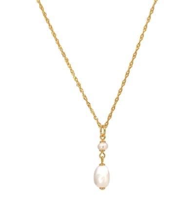 ARLIZI 2424 Ketting witte zoetwaterparels hanger - verguld - 46 cm