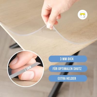 Transparant Vlekbestendig Tafelzeil 3mm - Afwasbare Tafelbeschermer voor Binnen en Buiten, Maatwerk PVC Deksel 90x100 cm
