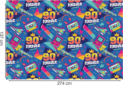 Fiestas Guirca - Papieren tafelkleed 90's Forever - 137 x 274 cm