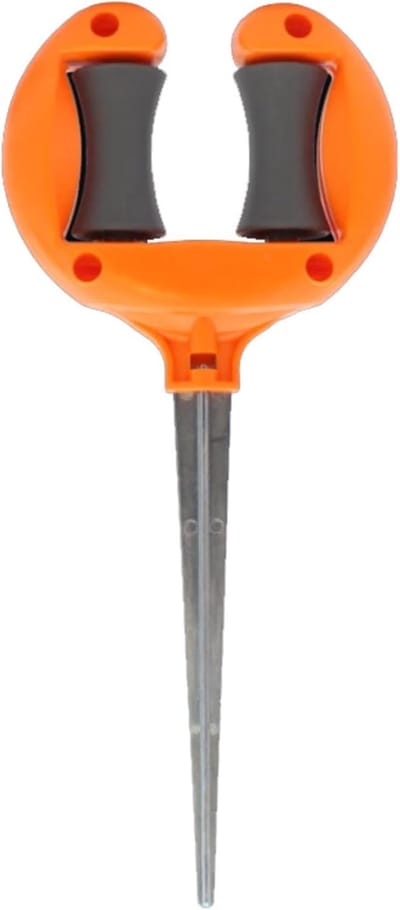 Tuinslang - Slanghouder Tuinslang - Zware Tuinslanggeleider - 360° Soepele Rol met Roestvaste Metalen Pieken – Beschermt Planten & Voorkomt Wikkelen – 27x12x3cm - Oranje