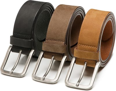 DTCH.FIT Herenriem Leer Jaxx - Riem Taupe, Zwart & Cognac - Jeans Broekriem - Riemmaat 85cm - Totale lengte 100cm - 3 Stuks