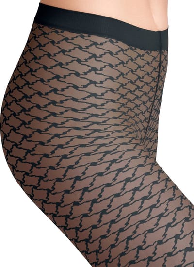FALKE Old Fashioned gedessineerd materiaal transparent 20 DEN panty dames zwart - maat S
