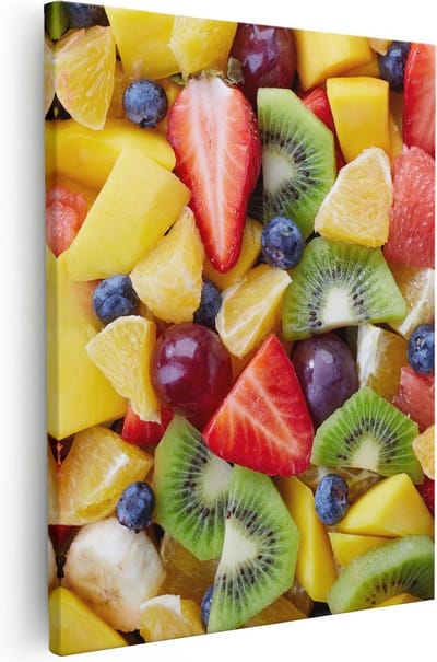 Artaza Canvas Schilderij Fruitsalade - 40x50 cm - Wanddecoratie Woonkamer - Muurdecoratie Keuken - Schilderijen Op Canvas Fruit