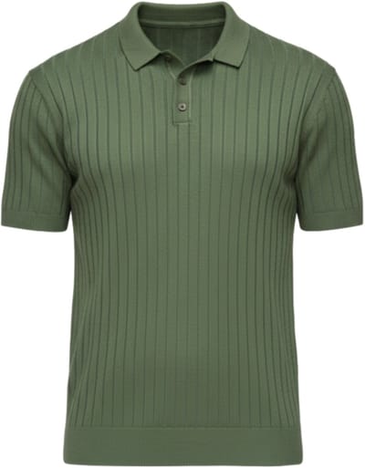 OMBRE Polo - Slim Fit - Viscose - Korte Mouw Olijf S