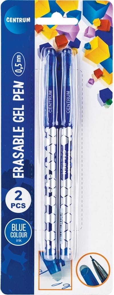 Centrum Uitwisbare Gelpennen 2-Pack 0,5 MM Blauw