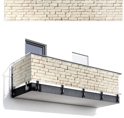 Balkonscherm 500x85 cm - Balkonposter Bakstenen - Muur - Licht - Wit - Balkon scherm decoratie - Balkonschermen - Balkondoek zonnescherm