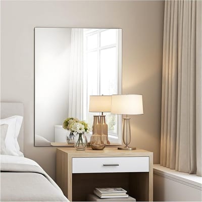 Moderne Wandspiegel 40 x 50 cm - Rechthoekige Badkamerspiegel van HD Glas, Decoratieve Spiegel voor Slaapkamer en Woonkamer
