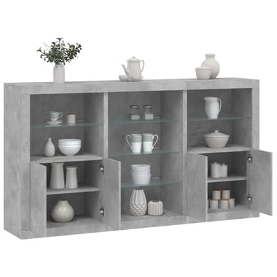 vidaXL - Dressoir - met - LED-verlichting - 181,5x37x100 - cm - betongrijs