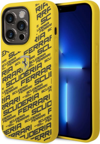 Ferrari Back cover - iPhone 14 Pro - Geel - Schokabsorberend - Sportief design